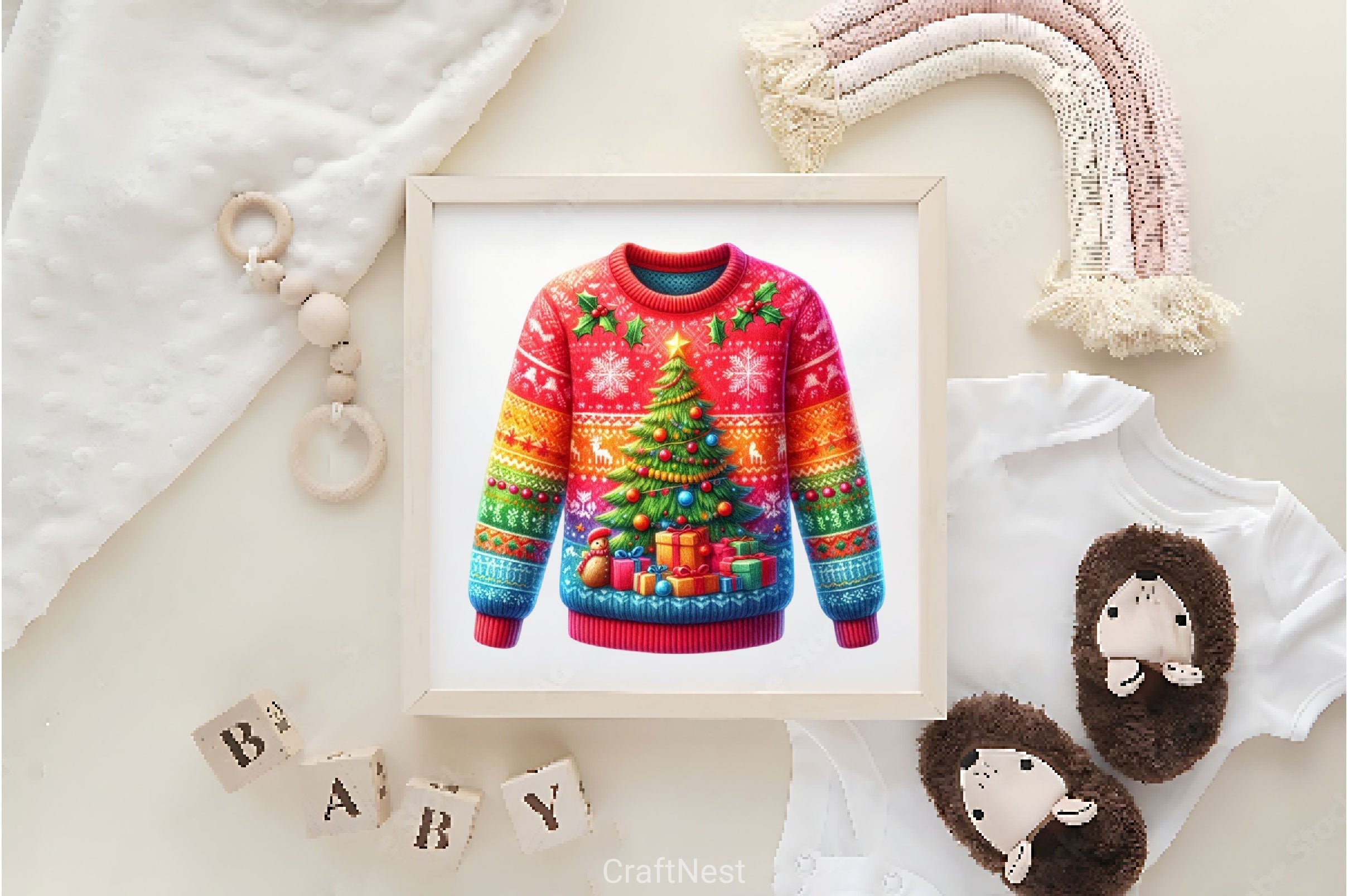 Colorful Christmas Sweater Clipart Bundle