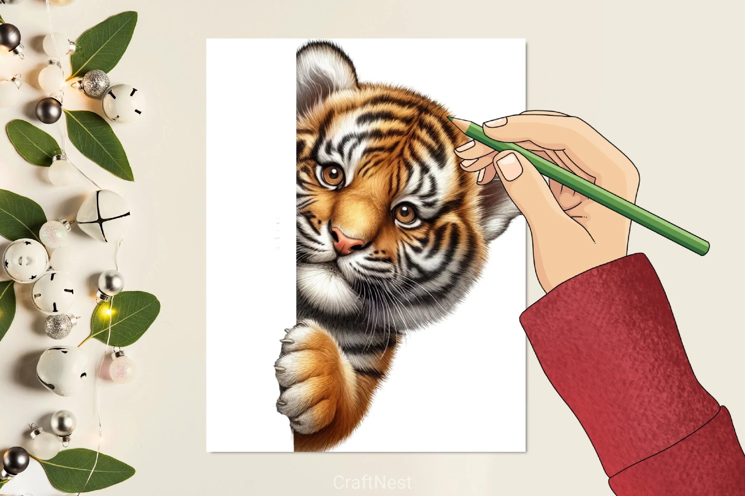 Cute Tiger Peeking Clipart Bundle - CraftNest - Digital Crafting and Art