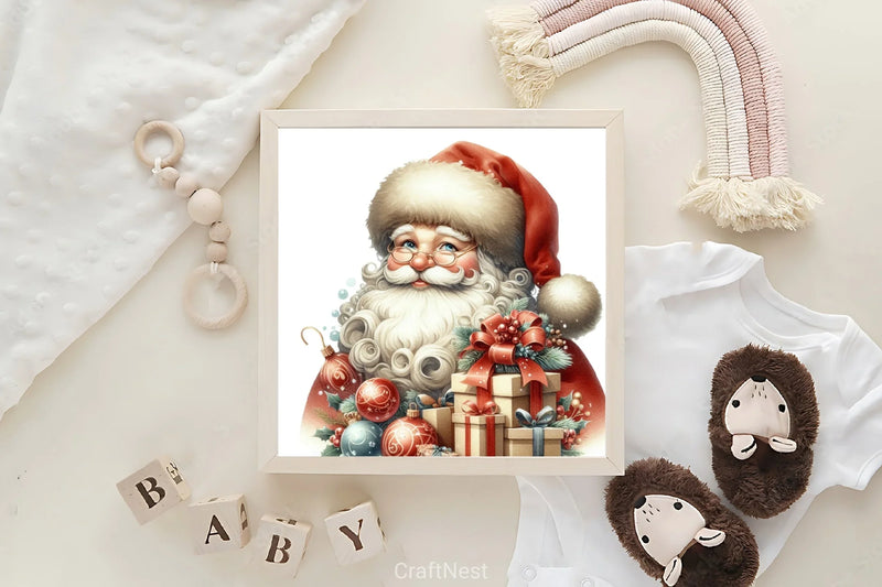 Retro Christmas Santa Clipart Bundle - CraftNest - Digital Crafting and Art