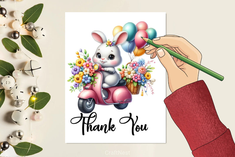 Cute Bunny Scooter Clipart Bundle - CraftNest - Digital Crafting and Art