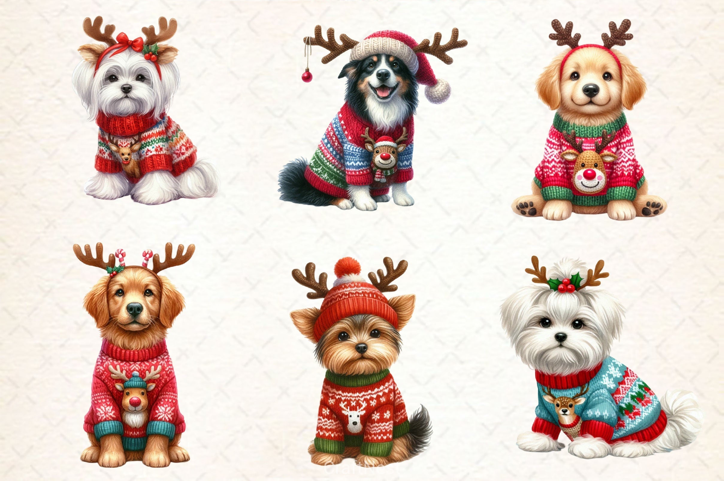 Christmas Dogs Clipart Bundle 3