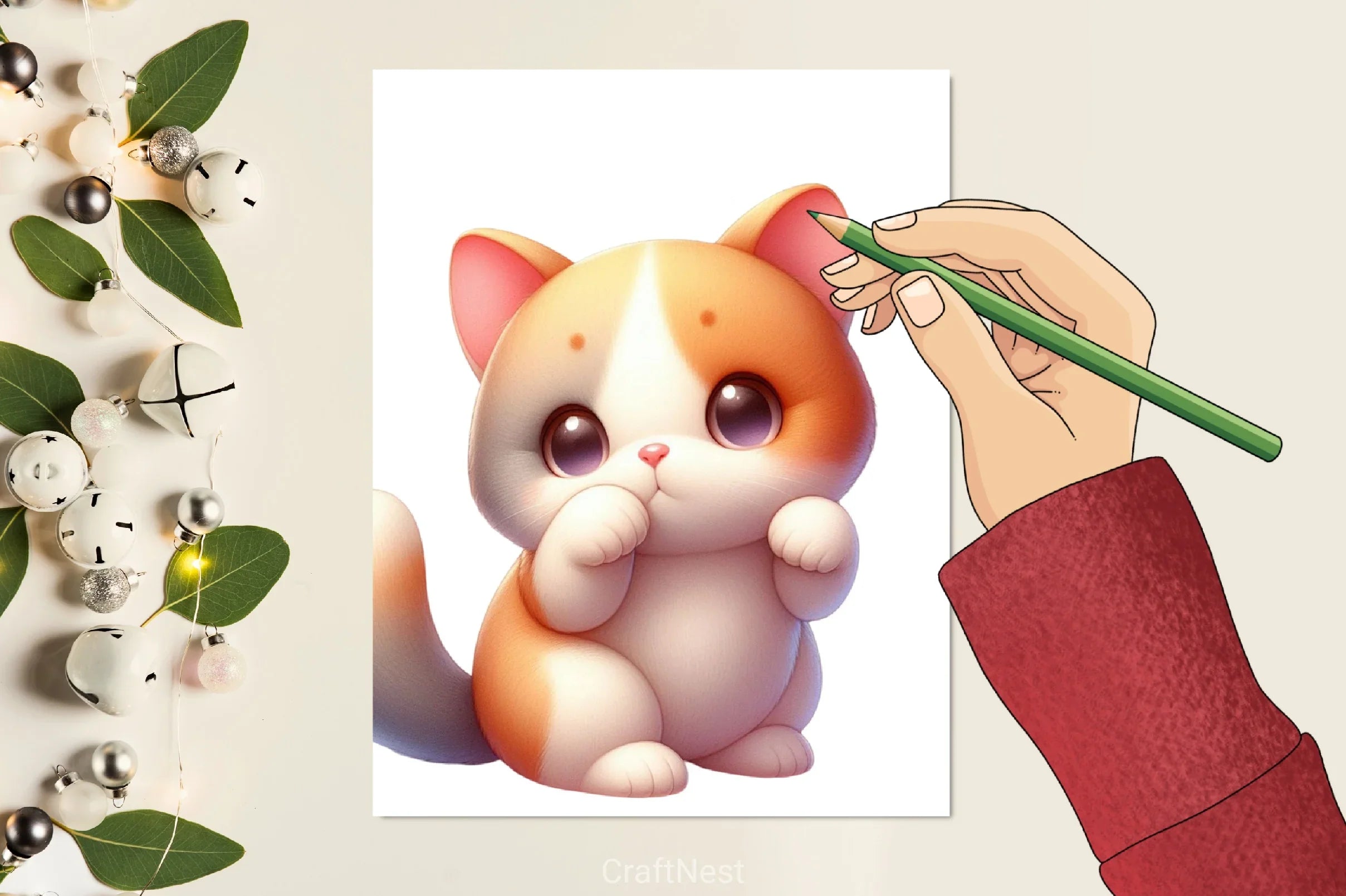Cute Cat Peeking Clipart Bundle - CraftNest - Digital Crafting and Art