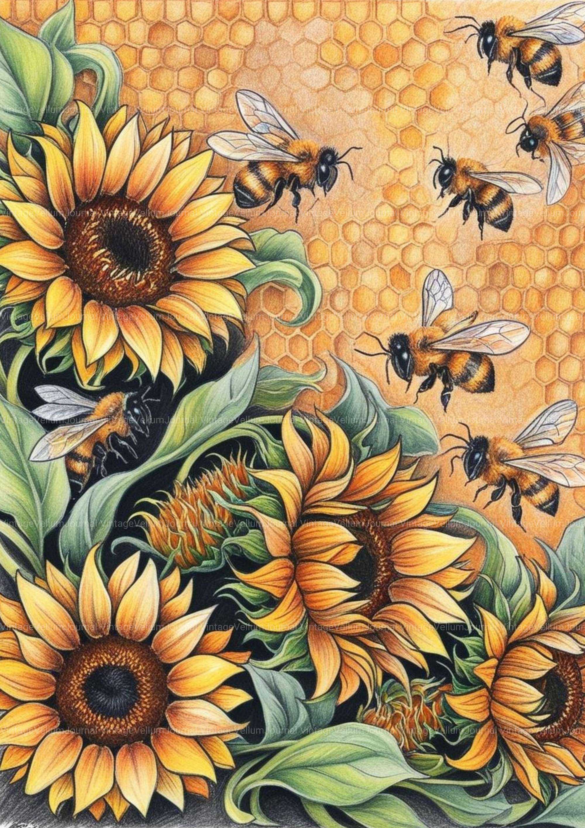 Honey Bees Junk Journal Pages - CraftNest - Digital Crafting and Art
