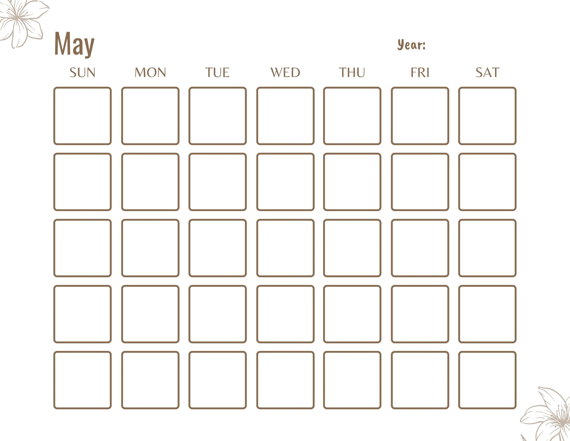 Blank Monthly Calendar KDP Planner - CraftNest - Digital Crafting and Art