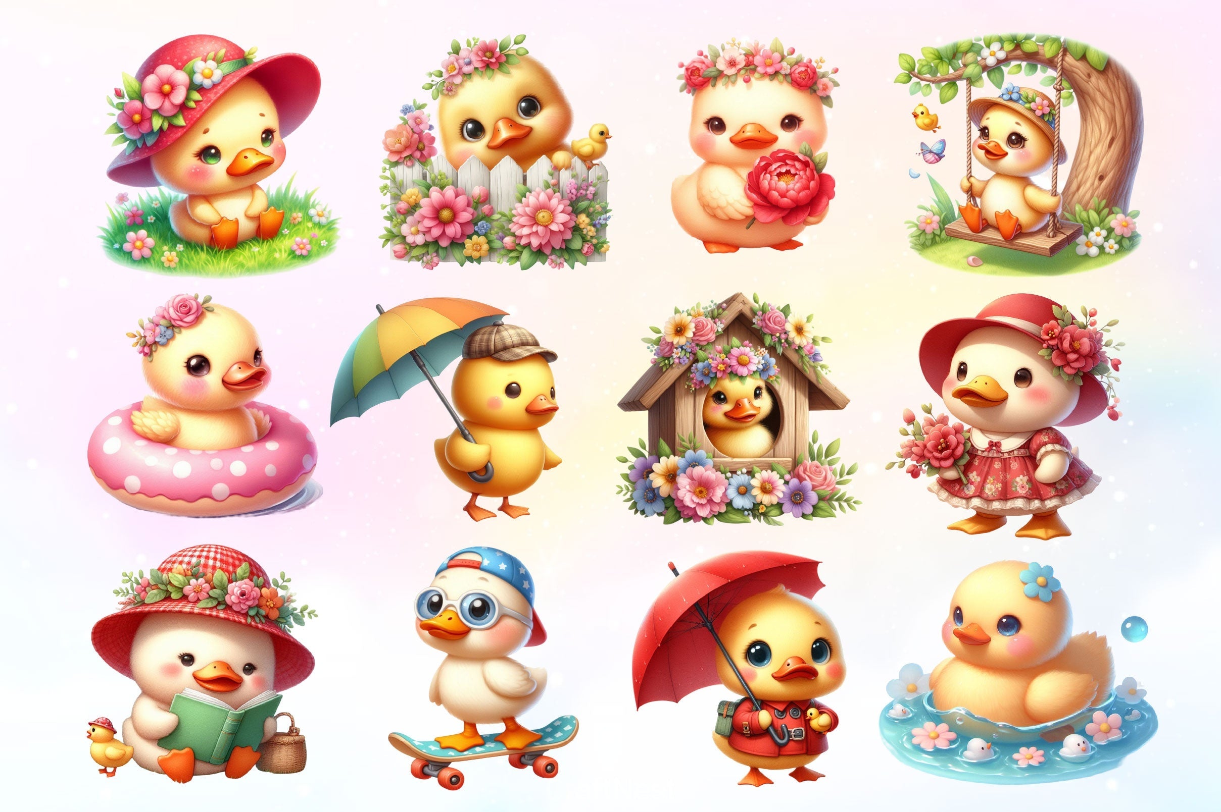 Cute Duck Clipart Bundle