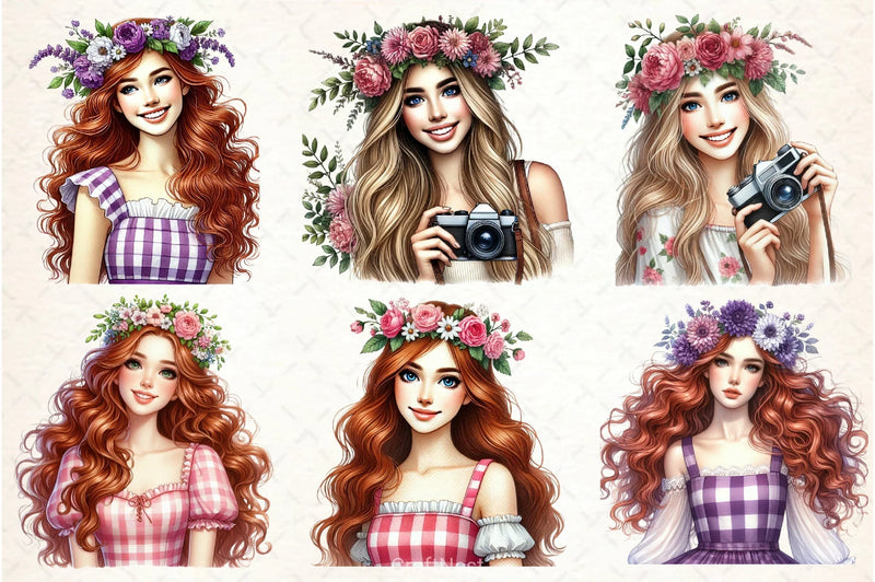 Spring Girl Clipart Bundle - CraftNest - Digital Crafting and Art