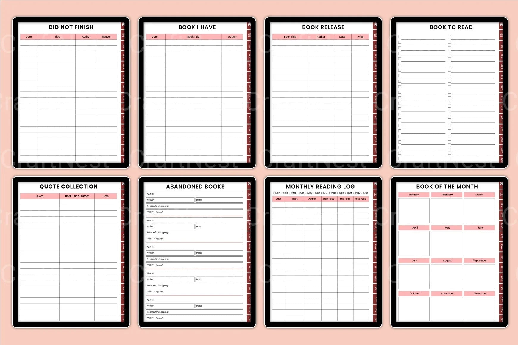 Reading Book Tracker Tool - CraftNest - Digital Crafting and Art