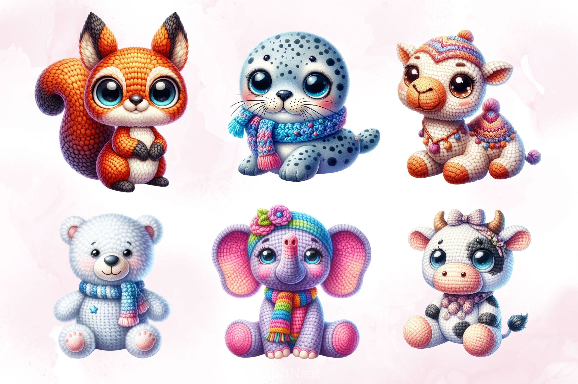 Crochet Animals Clipart Bundle