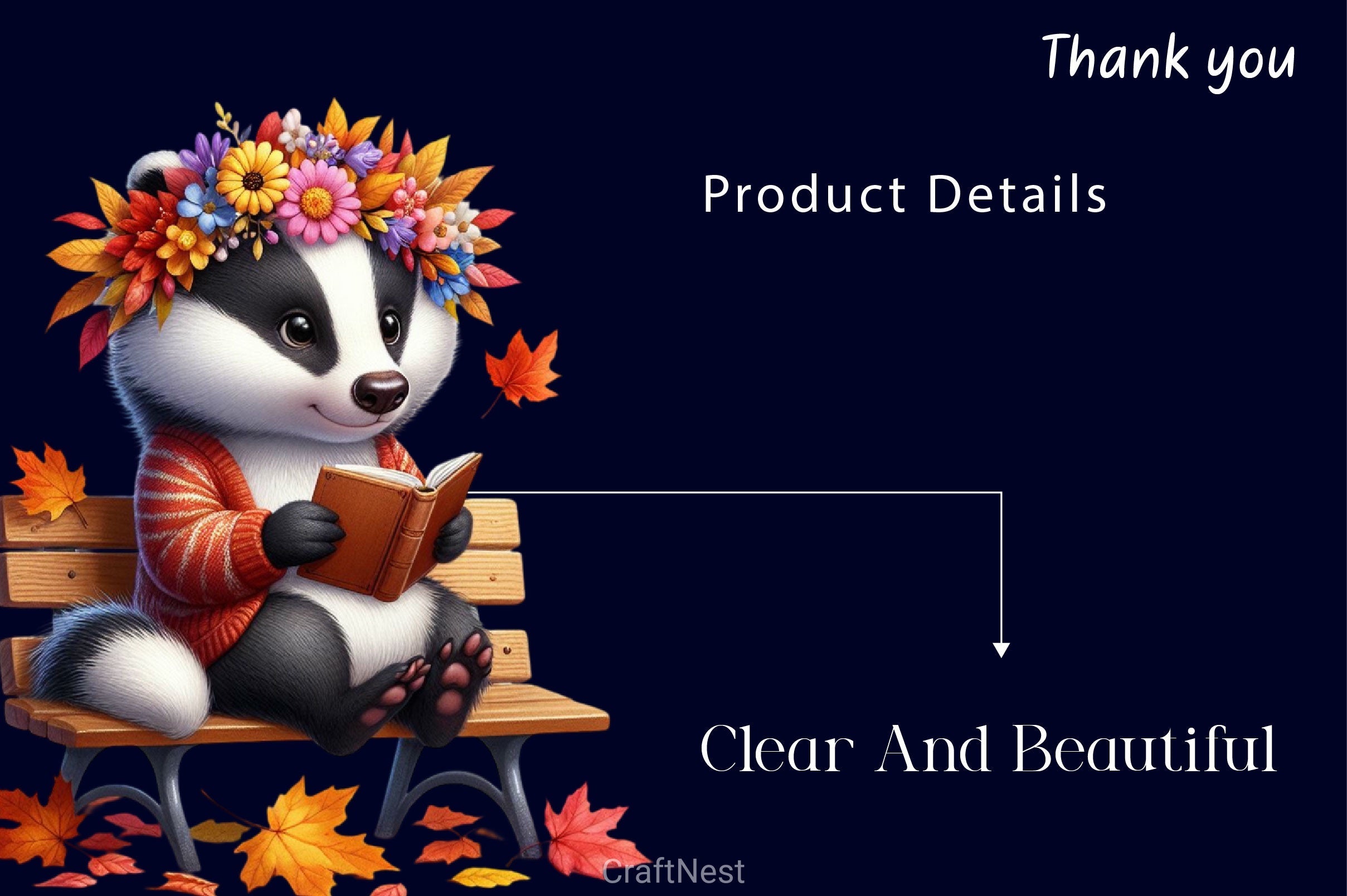 Cute Autumn Badger Clipart Bundle