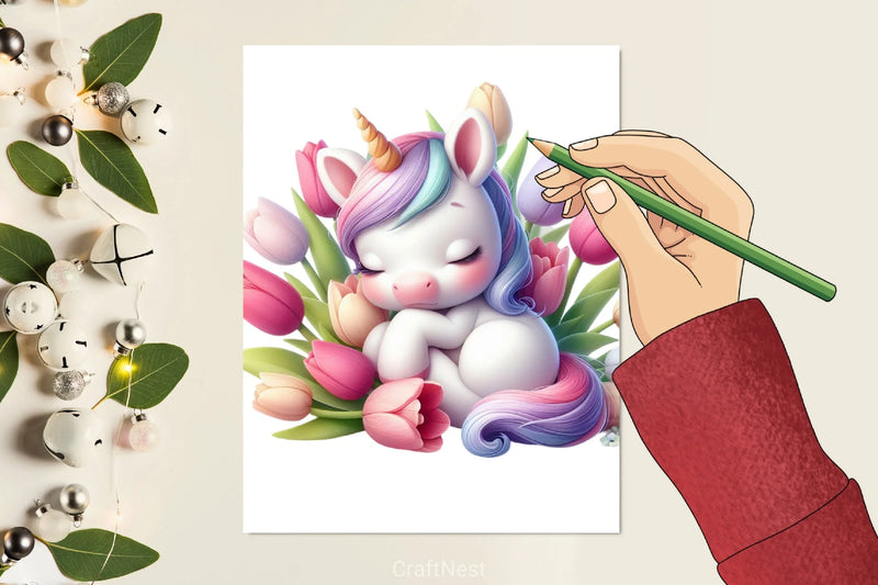 Cute Baby Unicorn Clipart Bundle - CraftNest - Digital Crafting and Art