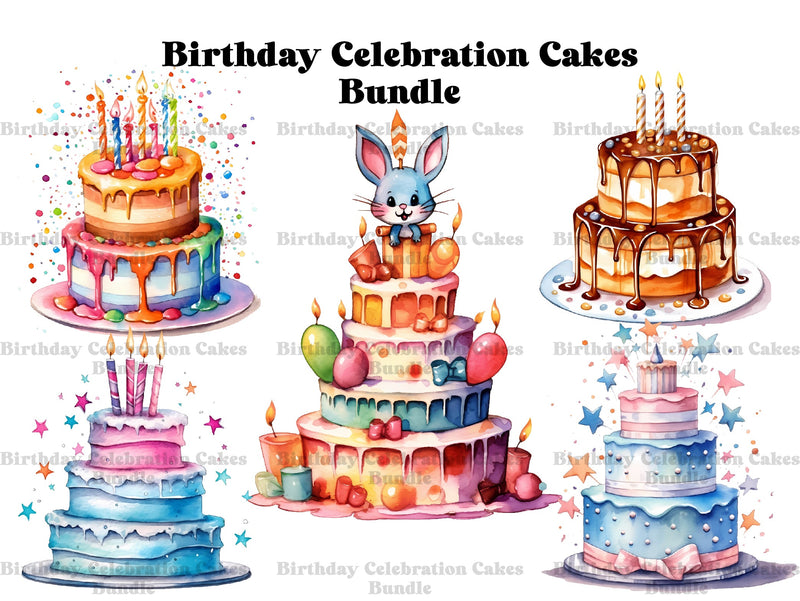 Birthday Celebration Cakes Clipart - CraftNest