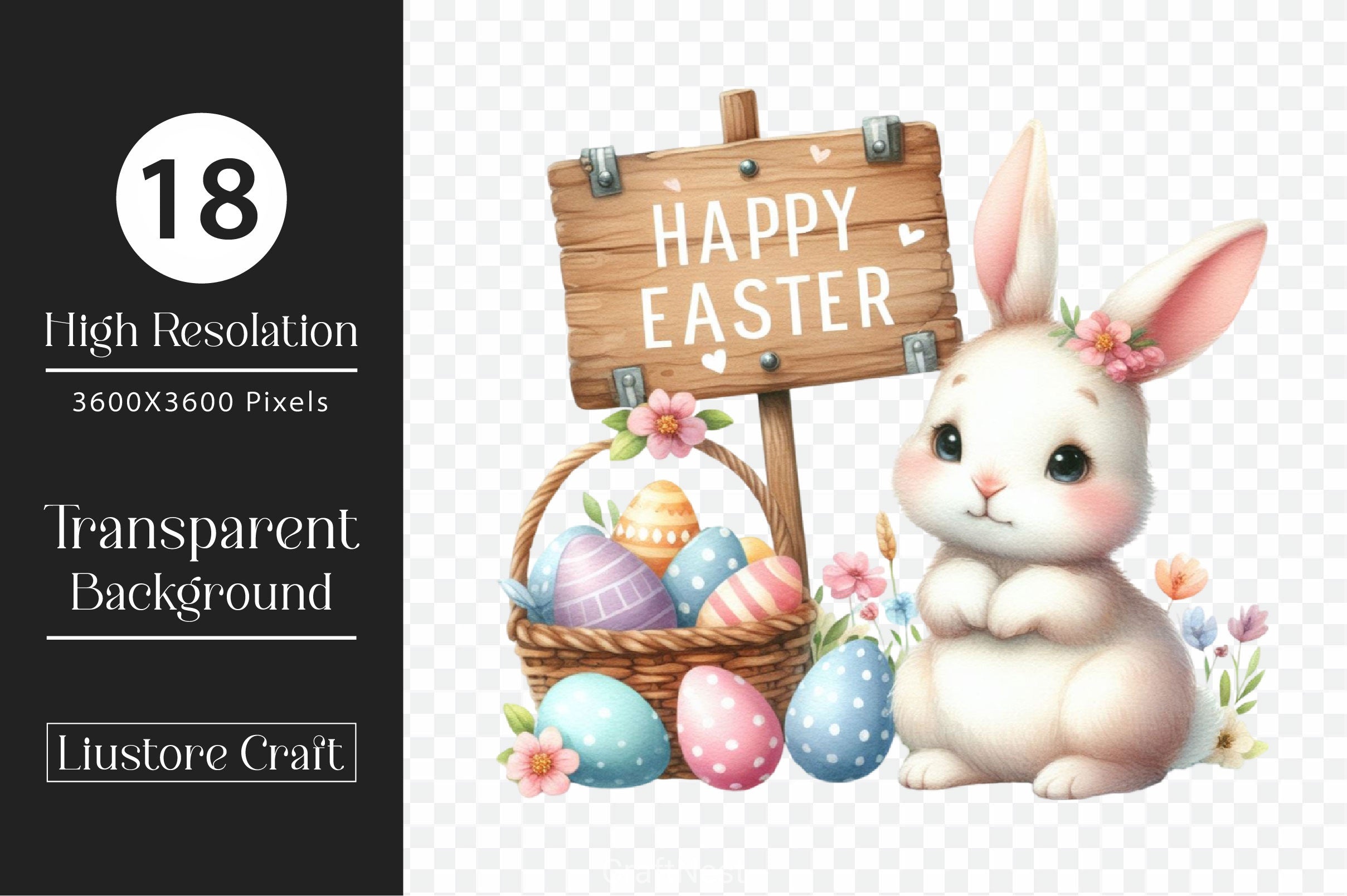 Easter Bunny Wooden Signs Clipart Bundle
