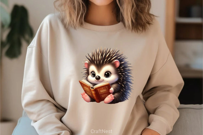 Cute Hedgehog Reading Clipart Bundle - CraftNest - Digital Crafting and Art