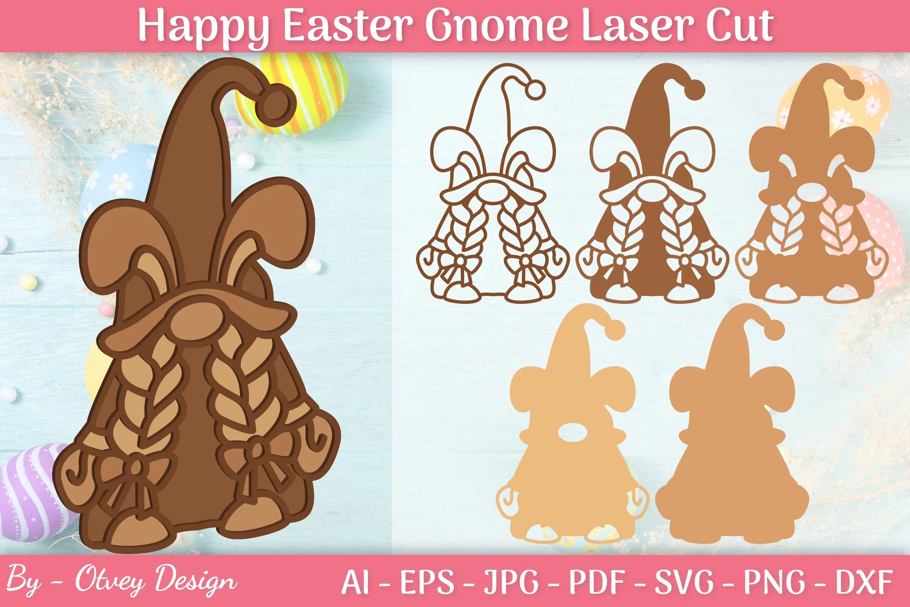 Easter Gnome Laser Cut SVG Bundle 6 - CraftNest - Digital Crafting and Art