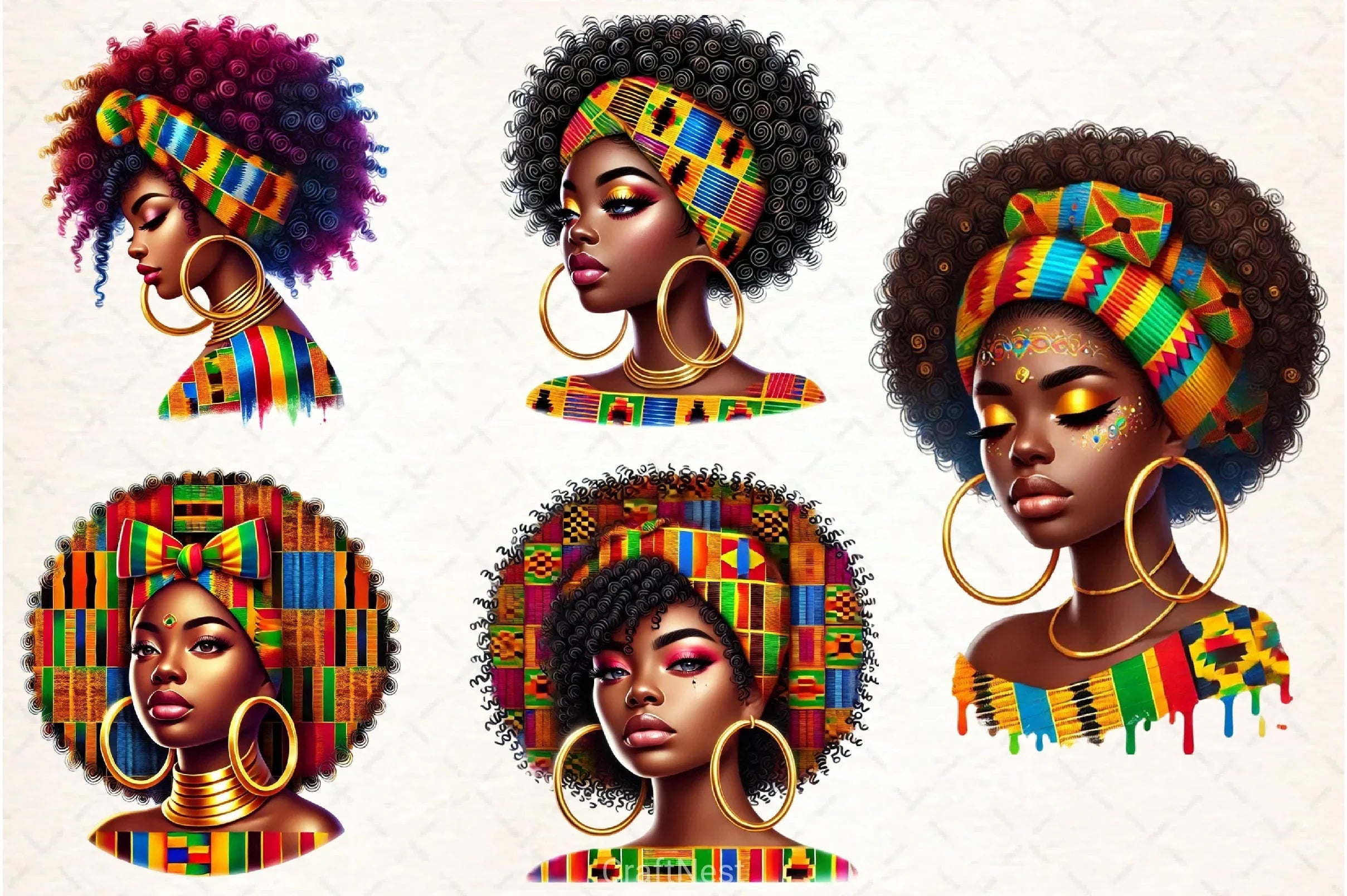 Afro Girl Clipart Bundle - CraftNest - Digital Crafting and Art