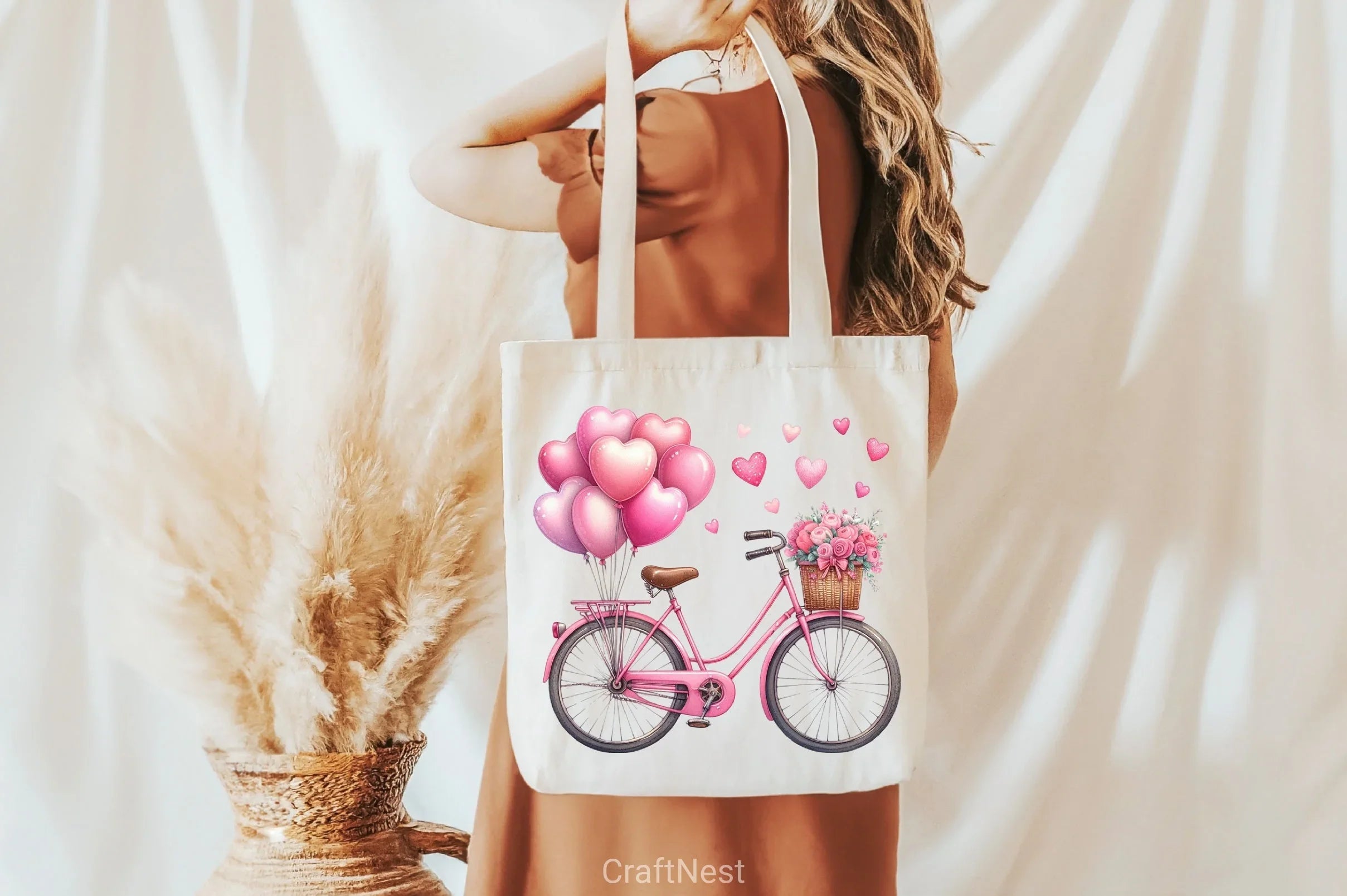 Valentine Bicycle Pink Balloons Clipart Bundle - CraftNest - Digital Crafting and Art
