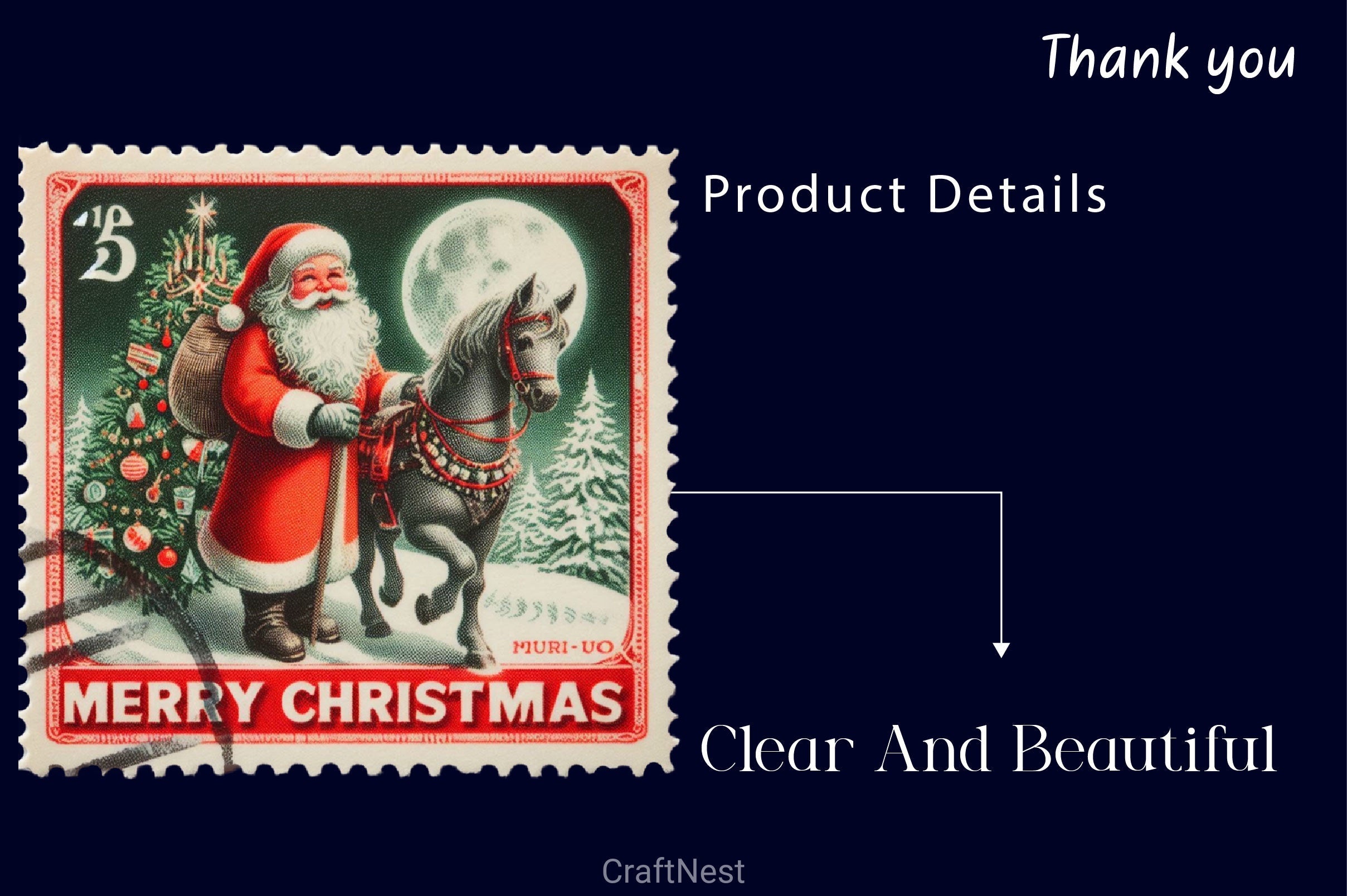 Christmas Santa Postage Stamps Clipart Bundle