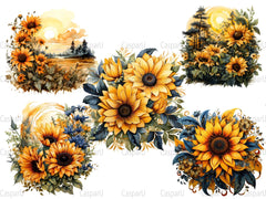 Sunflowers At Dusk Clipart - CraftNest