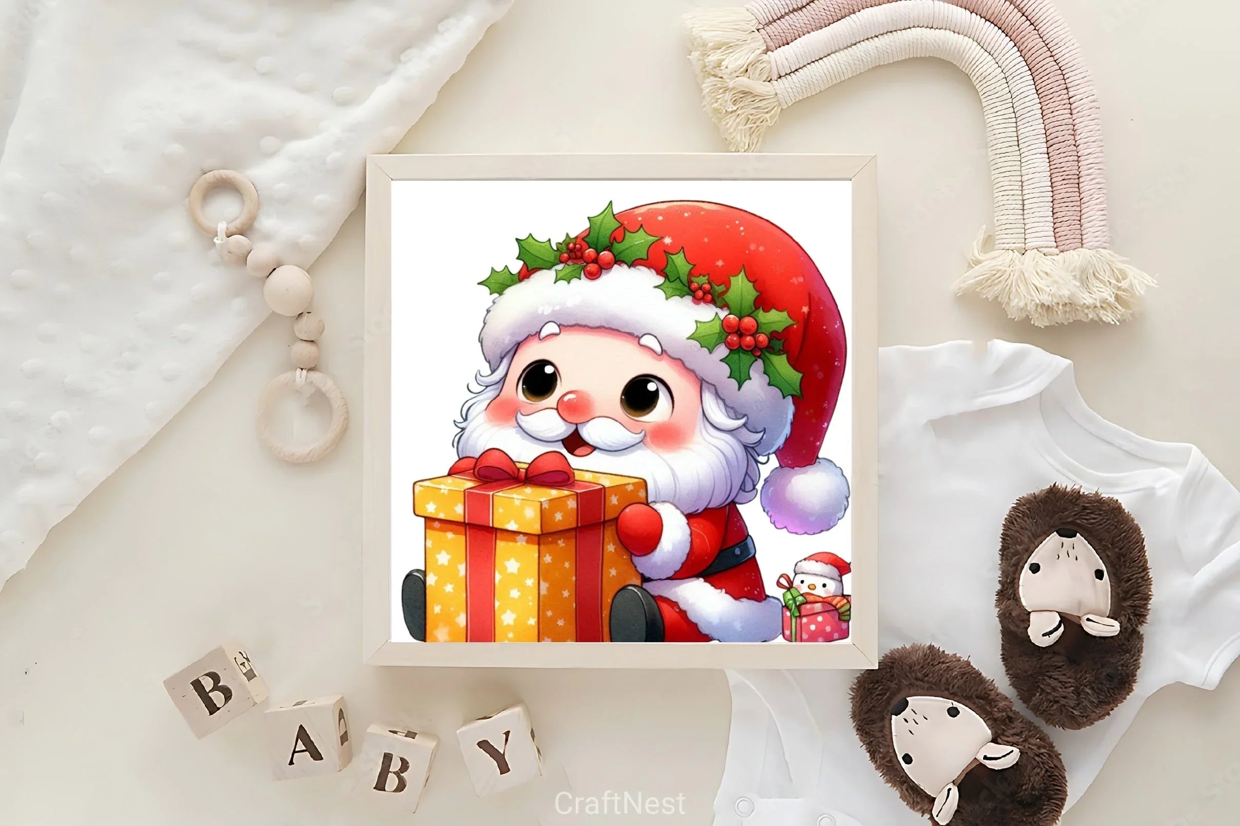 Christmas Peeking Santa Clipart Bundle - CraftNest - Digital Crafting and Art