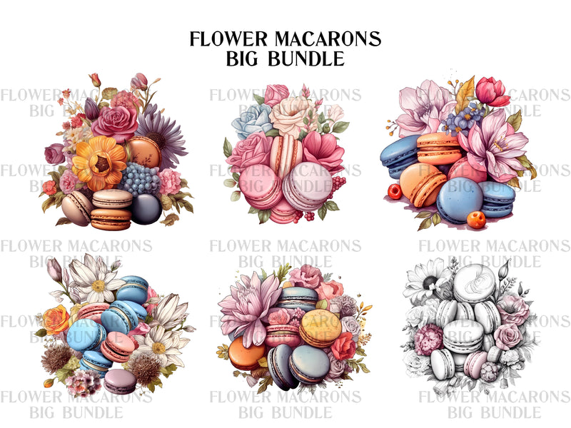 Flower Macarons Clipart - CraftNest