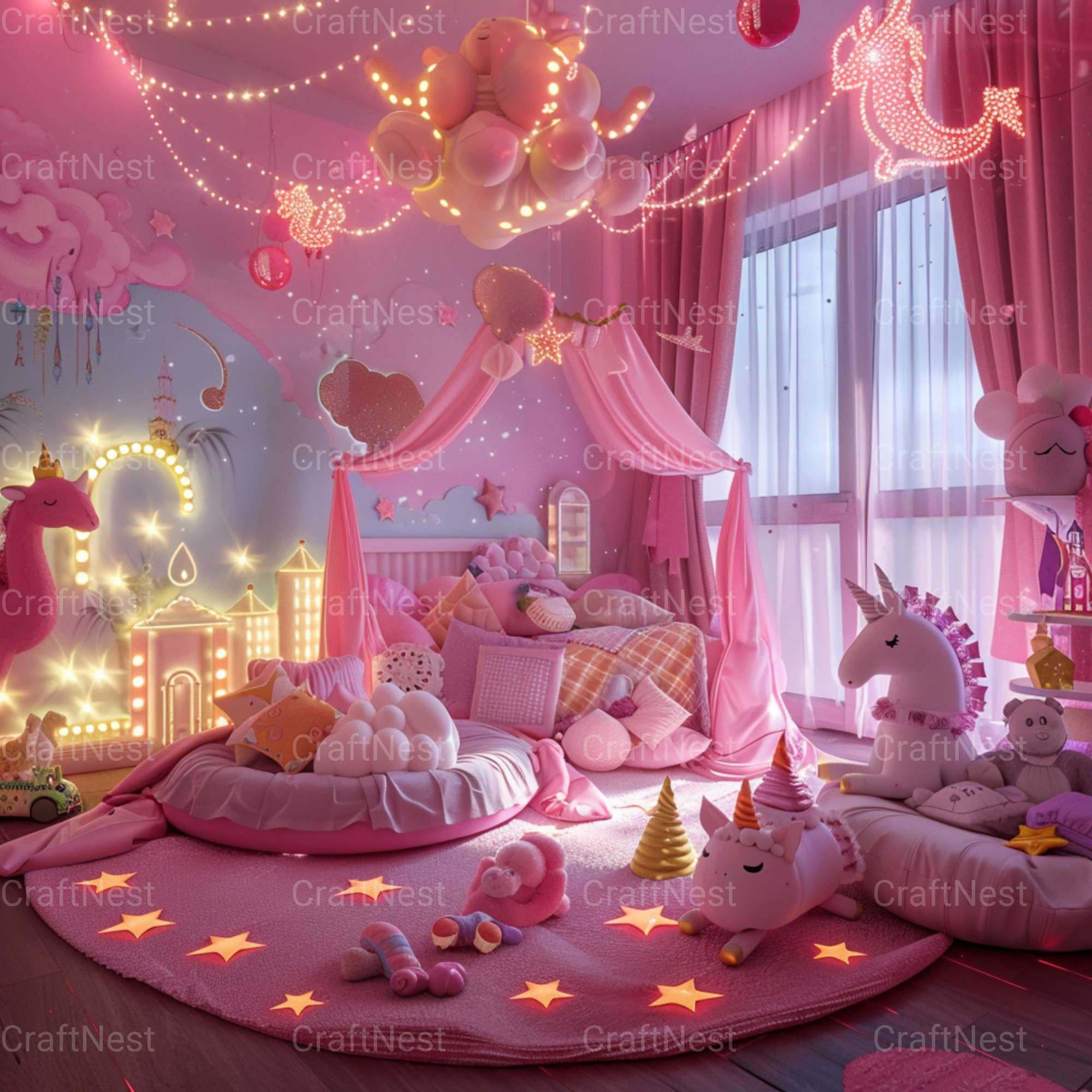 Pink Bedroom Stock Images - CraftNest - Digital Crafting and Art