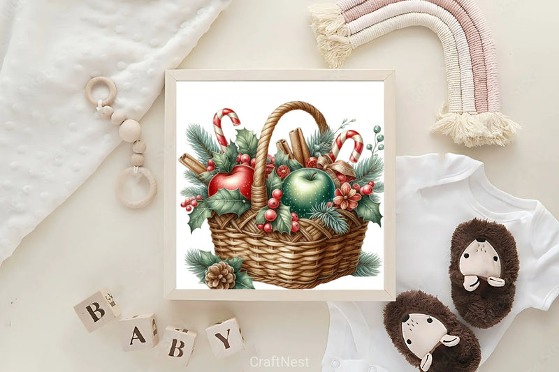 Christmas Apple Basket Clipart Bundle - CraftNest - Digital Crafting and Art