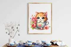 Floral Kitten Cup Clipart Bundle - CraftNest - Digital Crafting and Art