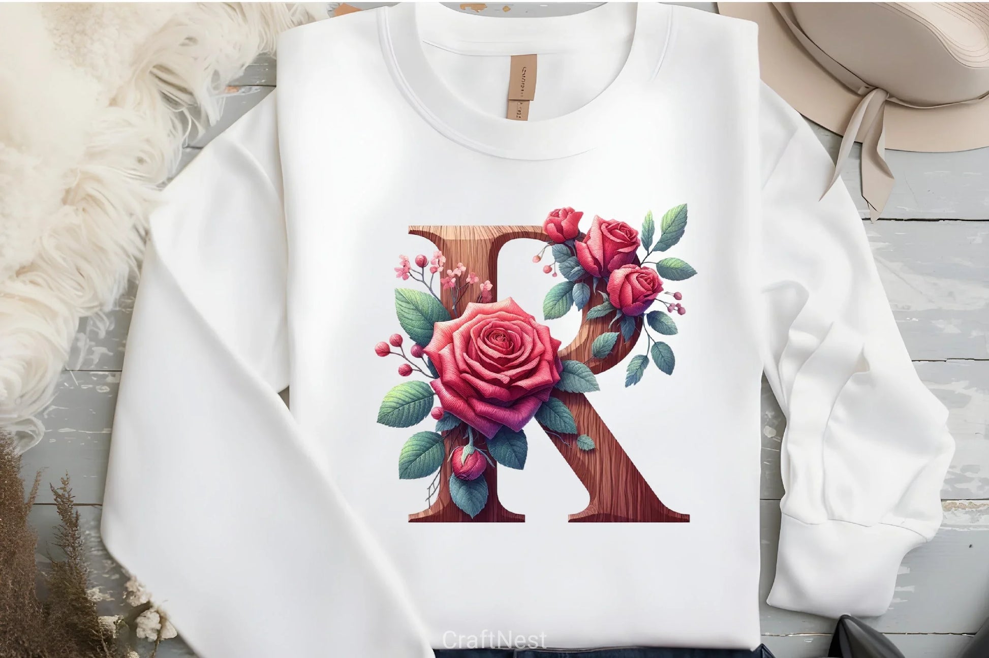 Wood Alphabet Rose Clipart Bundle 1 - CraftNest - Digital Crafting and Art