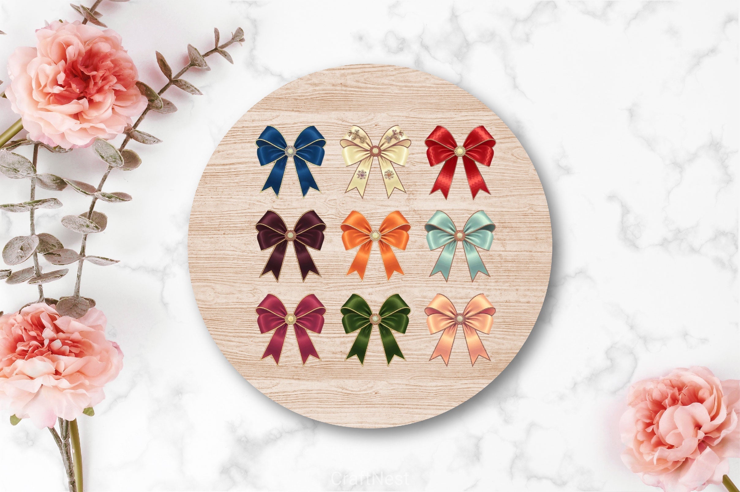 Christmas Bows Vintage Christmas Clipart Bundle
