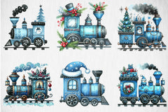Blue Christmas Train Clipart Bundle - CraftNest - Digital Crafting and Art