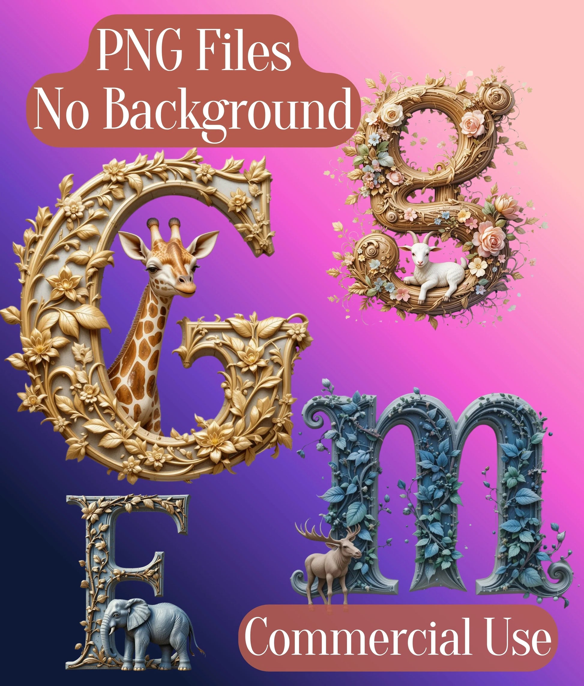 3D Embossed Alphabet Clipart Bundle - CraftNest - Digital Crafting and Art