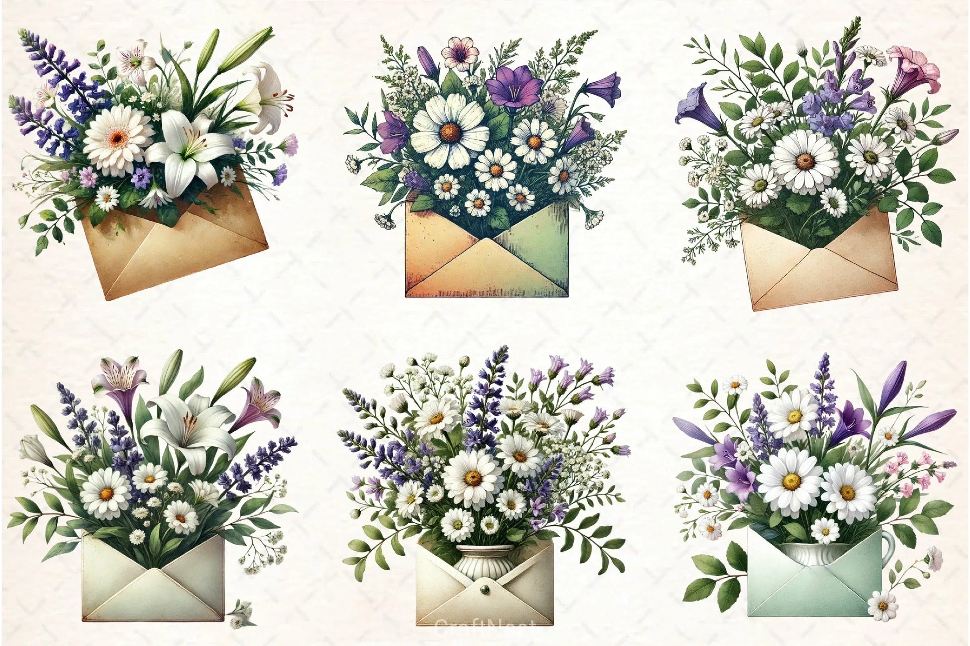 Spring Flowers & Envelope Clipart Bundle - CraftNest - Digital Crafting and Art