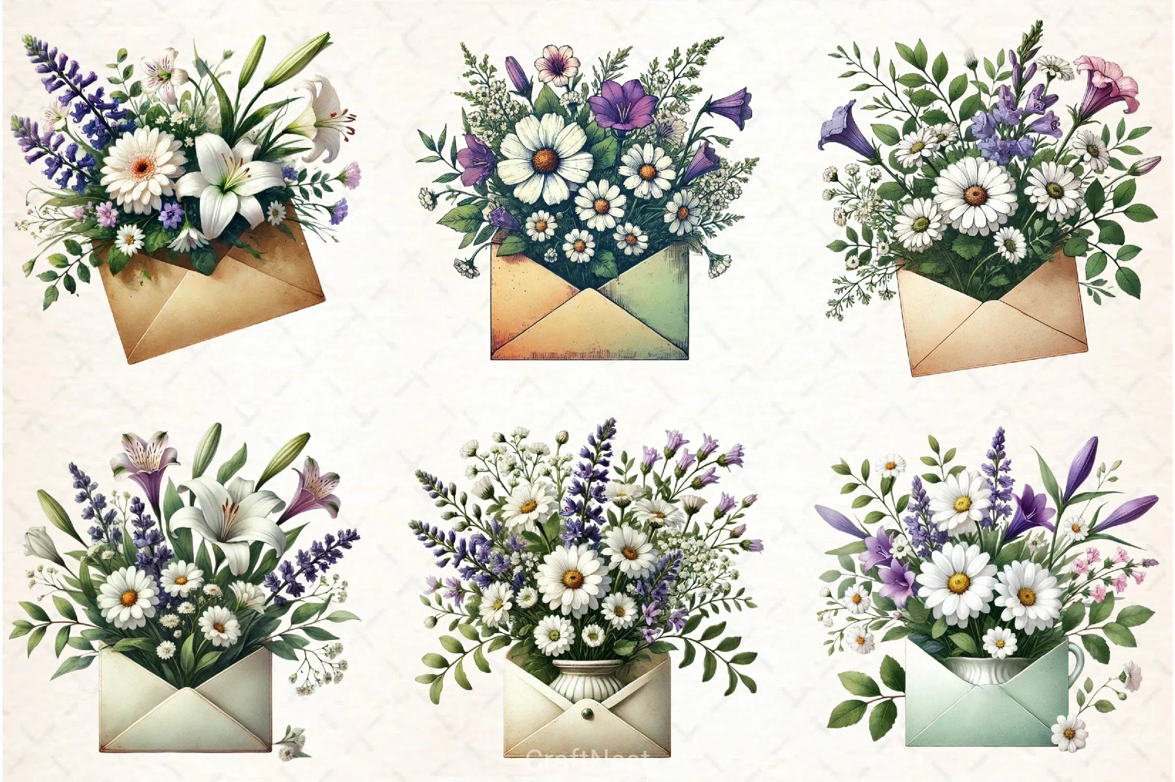 Spring Flowers & Envelope Clipart Bundle - CraftNest - Digital Crafting and Art