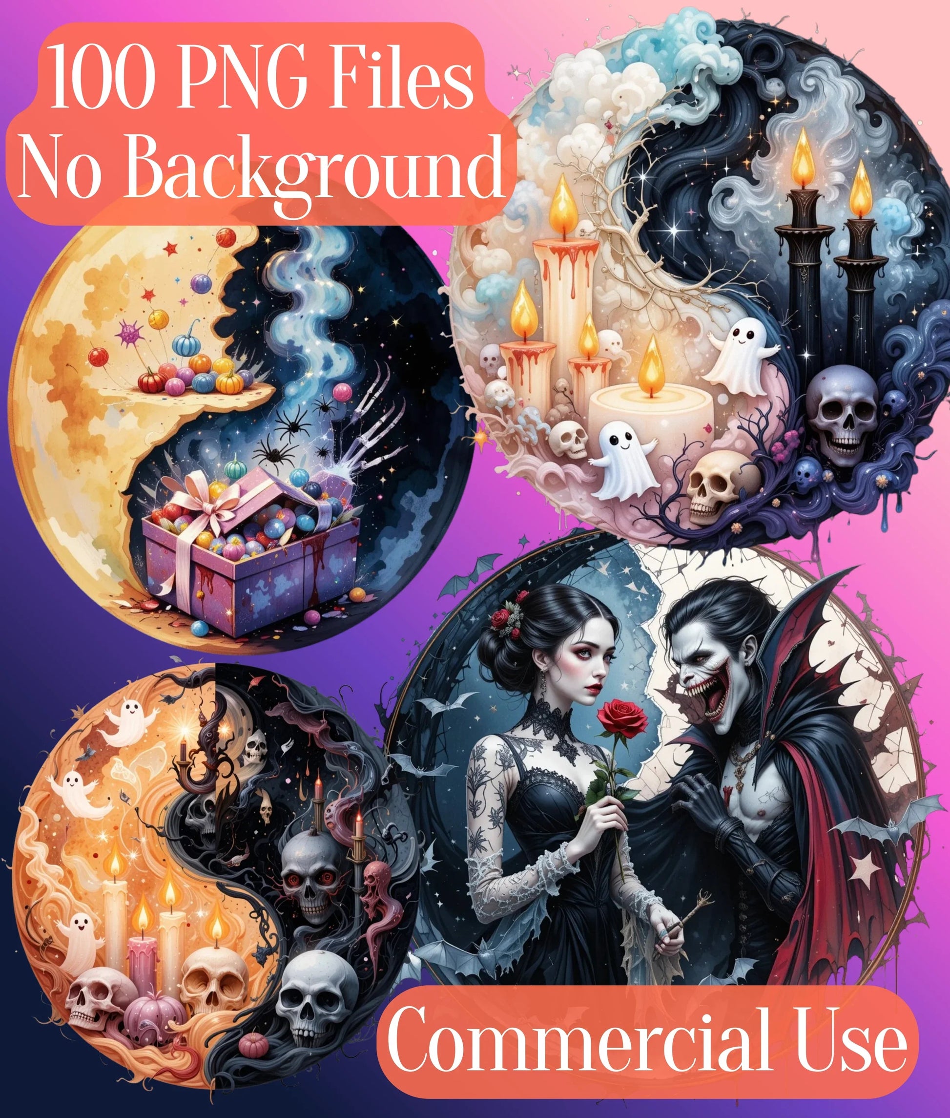Yin Yang Halloween Clipart Bundle - CraftNest - Digital Crafting and Art