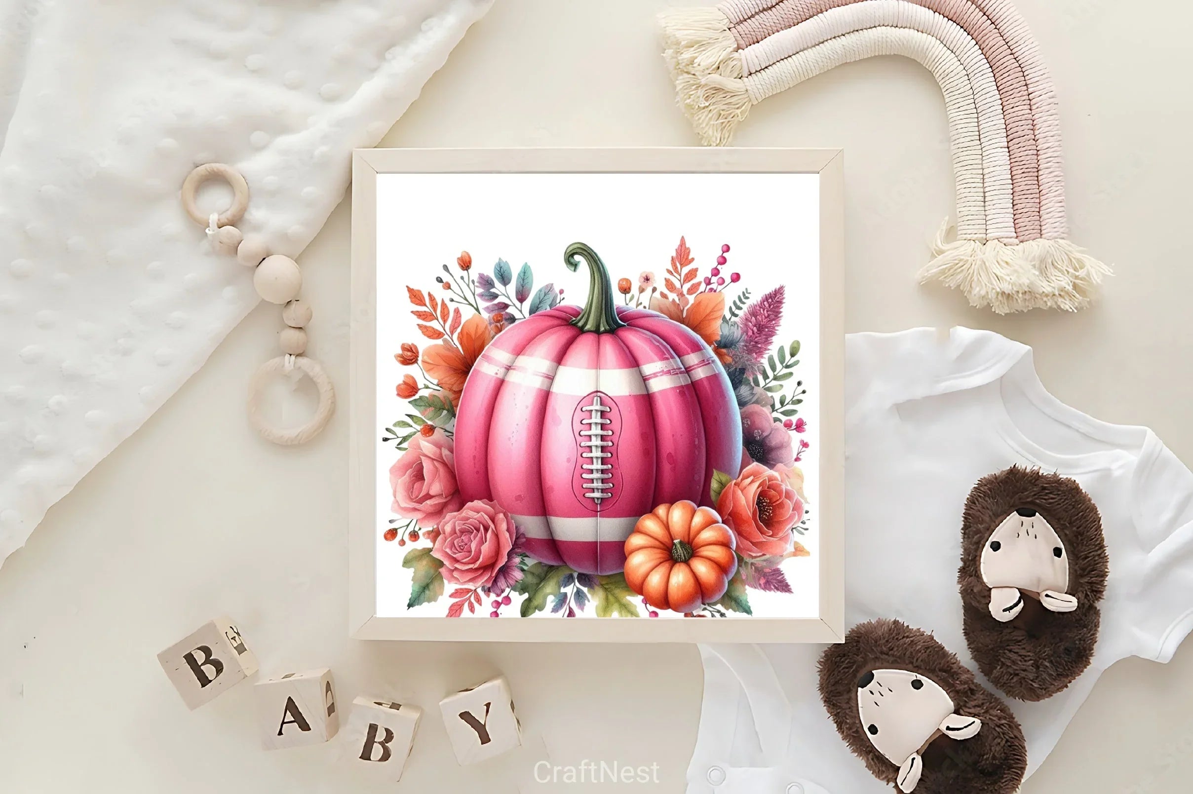 Pink Football Pumpkin Clipart Bundle - CraftNest - Digital Crafting and Art