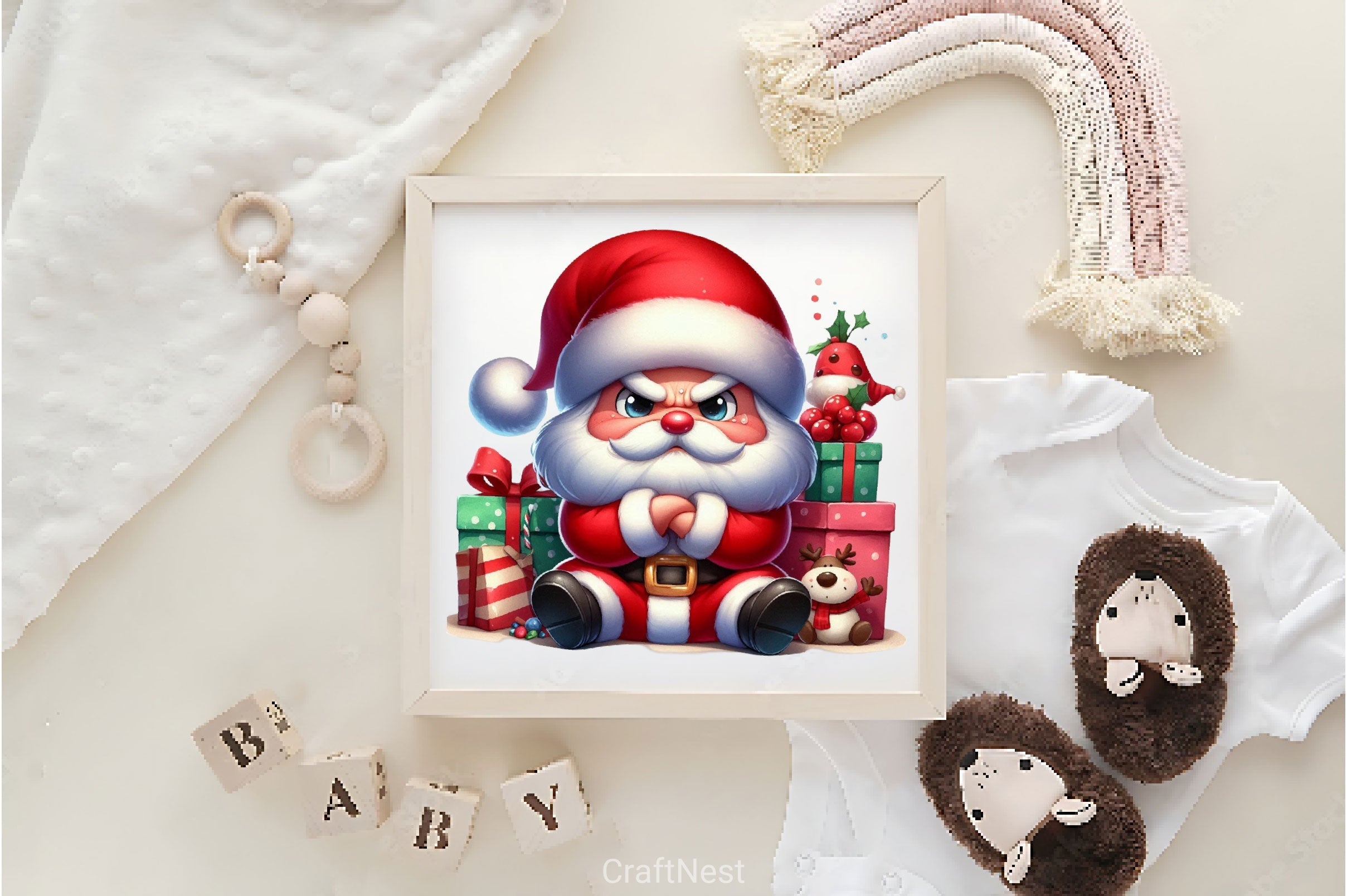 Christmas Grumpy Santa Clipart Bundle