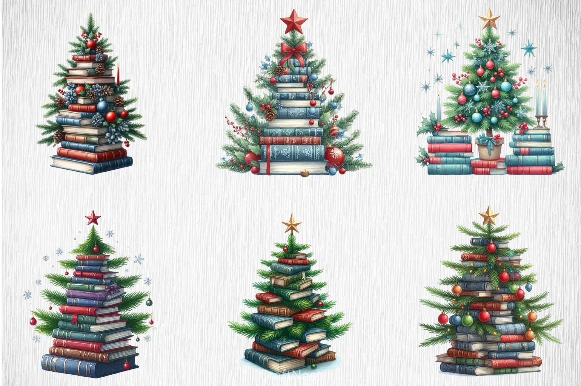 Christmas Book Tree Clipart Bundle - CraftNest - Digital Crafting and Art