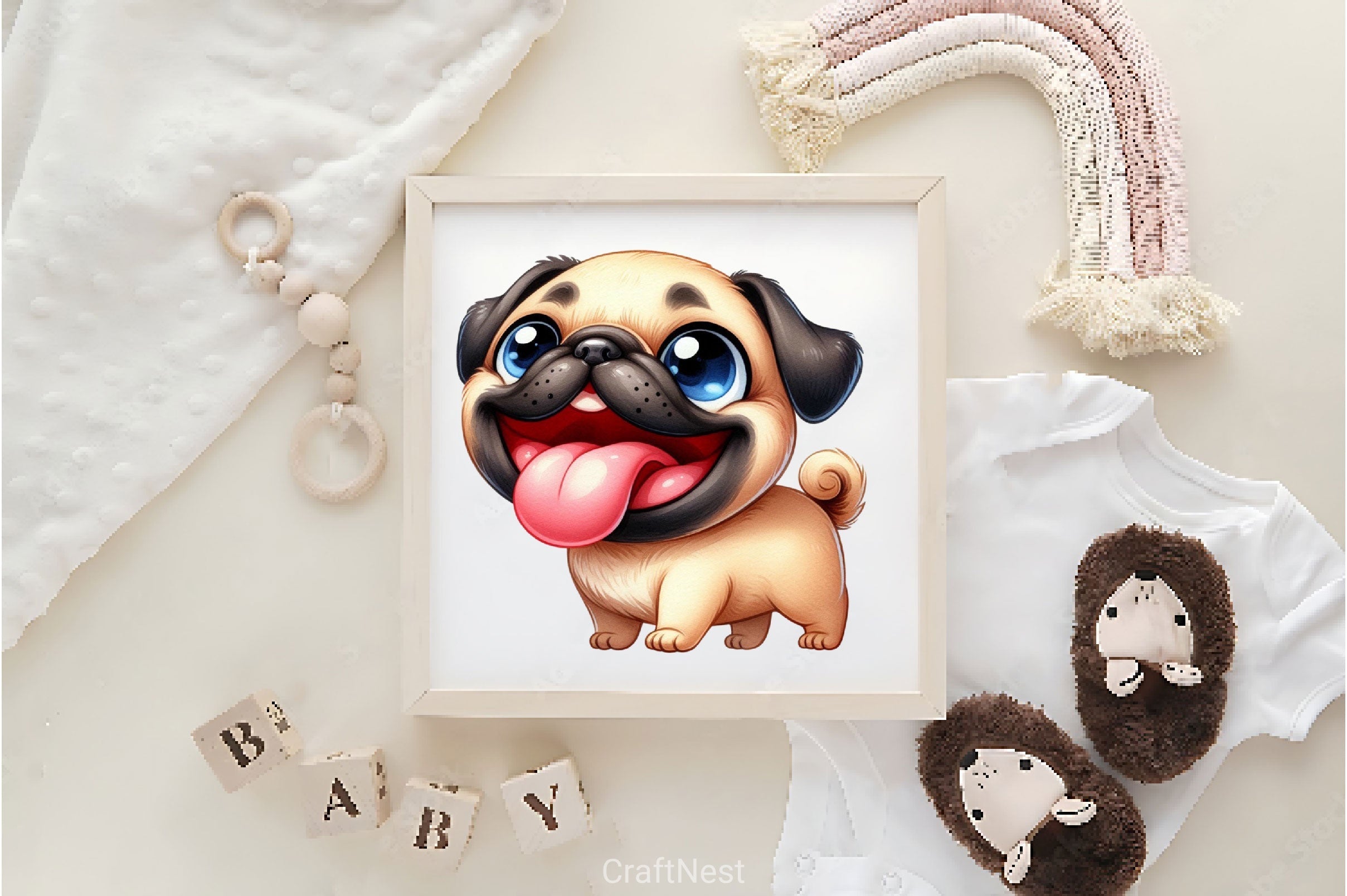 Funny Pug Dog Clipart Bundle