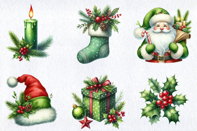 Green Christmas Clipart Bundle - CraftNest - Digital Crafting and Art