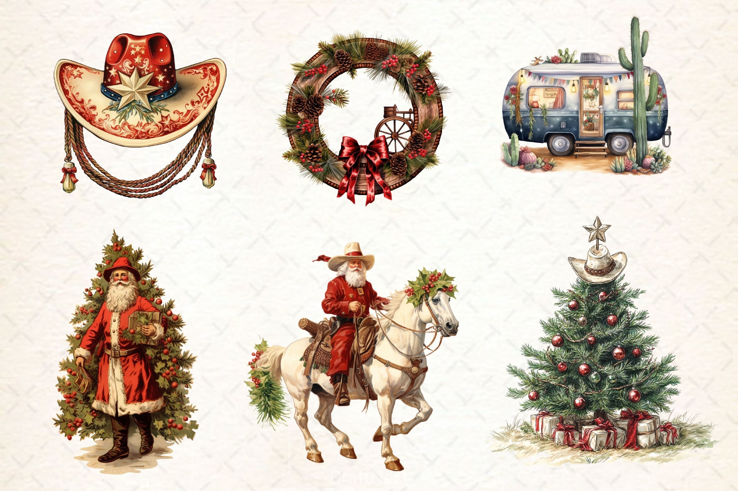 Western Christmas Clipart Bundle 2