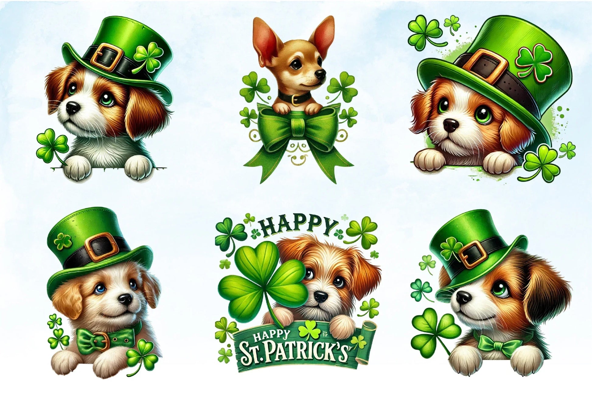 St Patrick's Day Peeking Dogs Clipart Bundle - CraftNest - Digital Crafting and Art