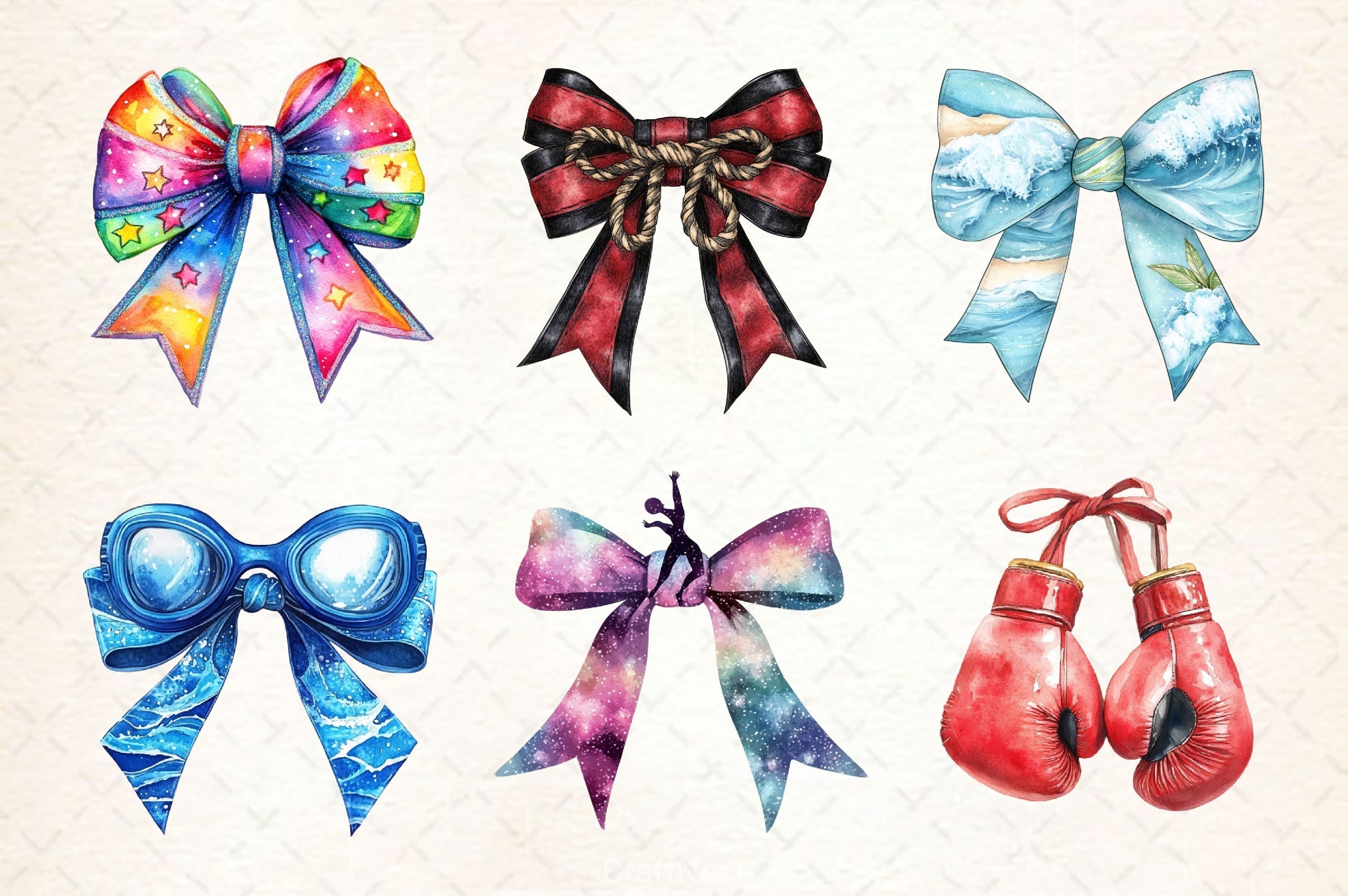 Sports Bow Clipart Bundle