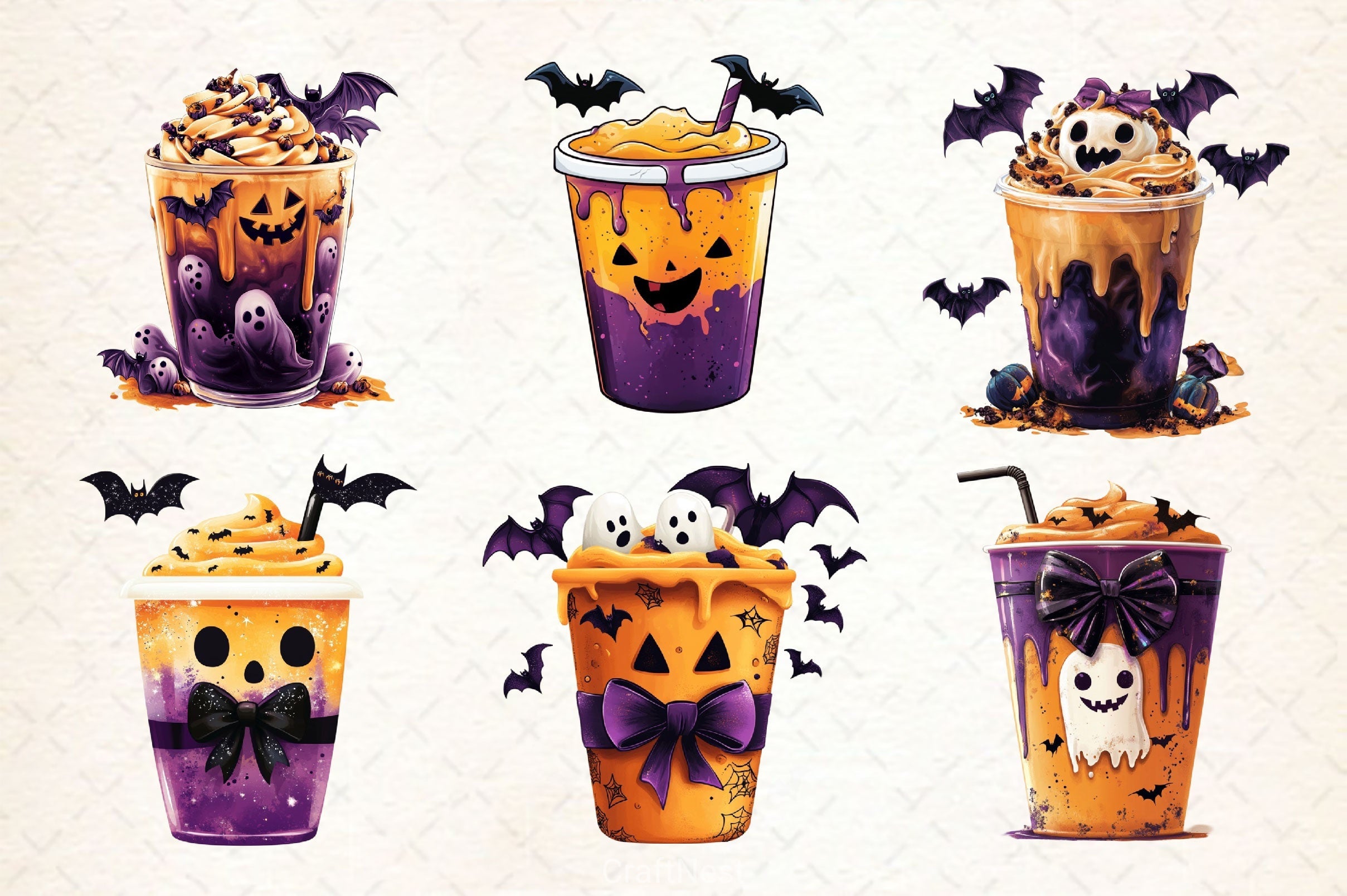 Halloween Coffee Cup Clipart Bundle 6