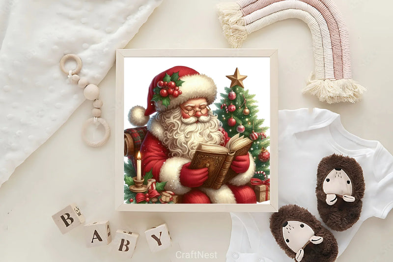 Christmas Santa Reading Book Clipart Bundle - CraftNest - Digital Crafting and Art