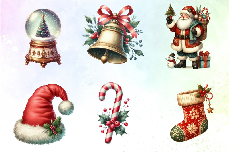 Retro Christmas Clipart Bundle 6 - CraftNest - Digital Crafting and Art