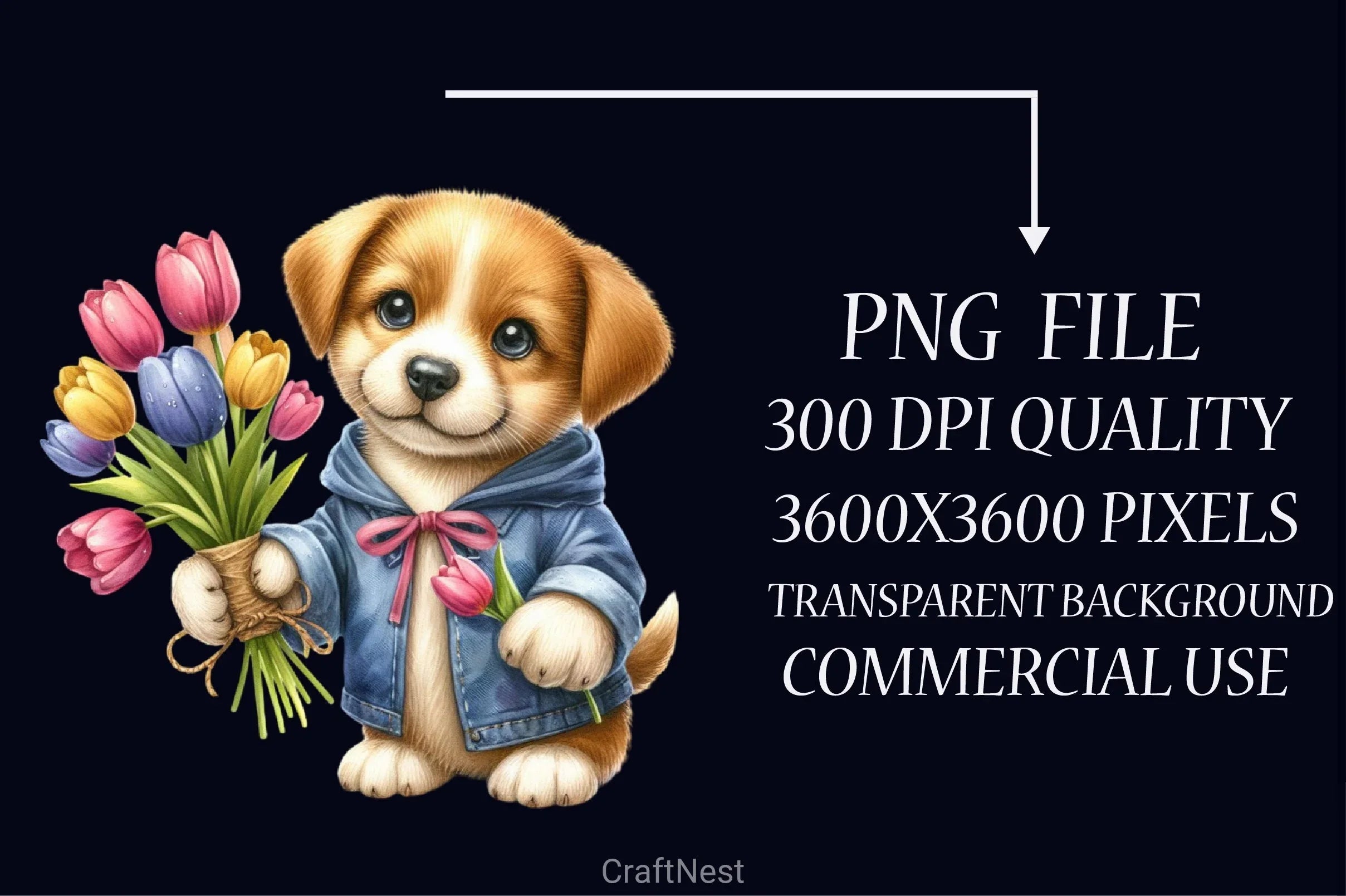Cute Dog Flower Clipart Bundle - CraftNest - Digital Crafting and Art