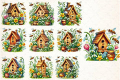 Spring Bee House Clipart Bundle - CraftNest - Digital Crafting and Art