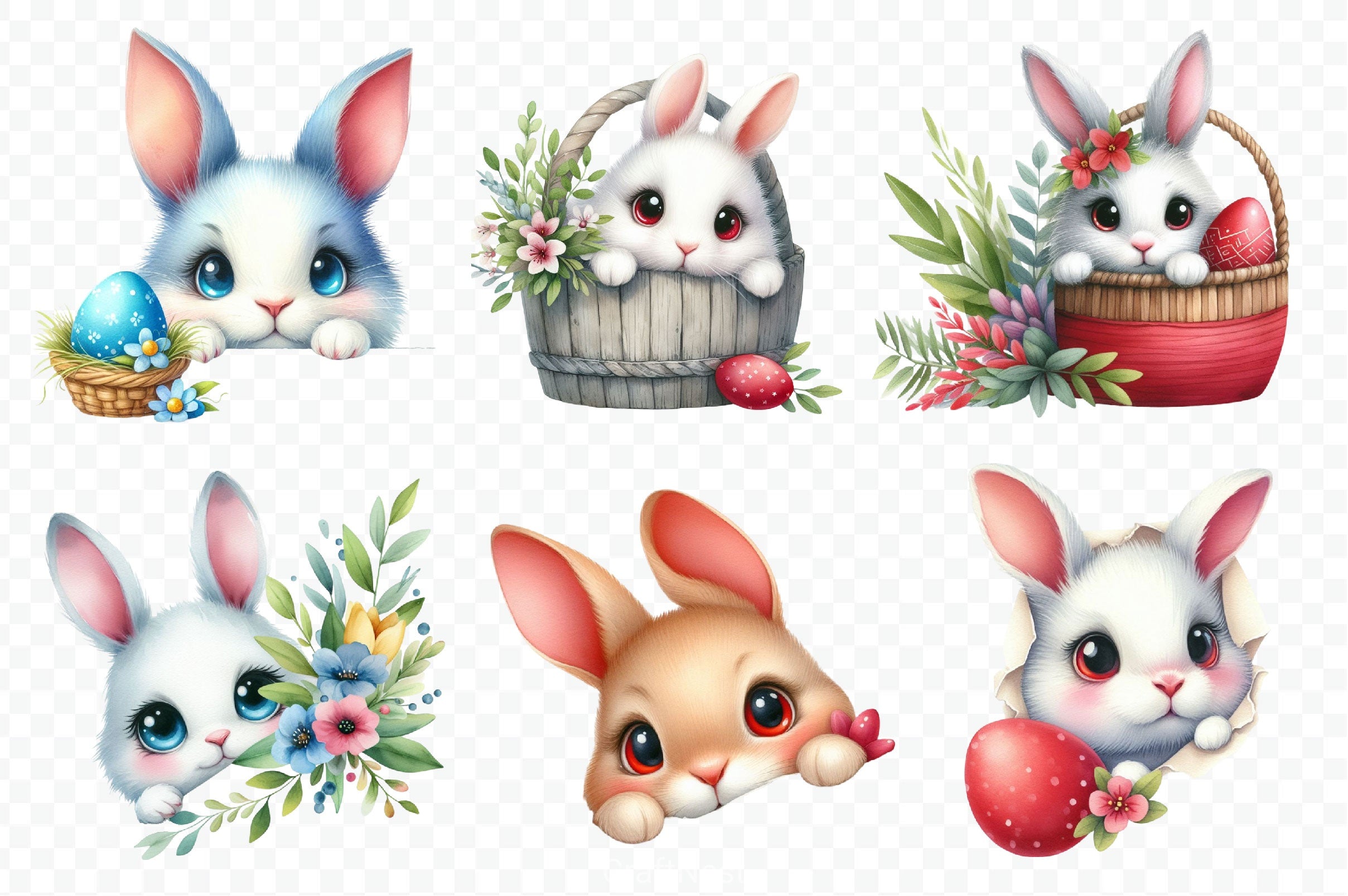 Easter Bunny Peeking Clipart Bundle 2