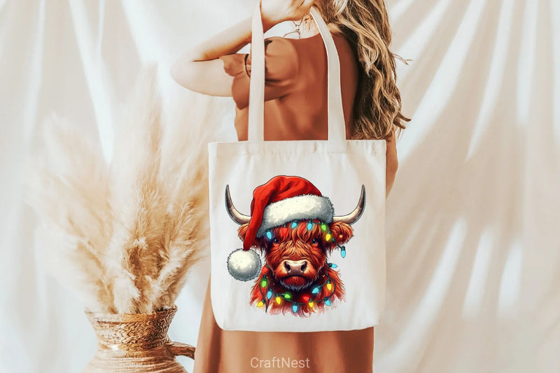 Christmas Highland Cow Clipart Bundle - CraftNest - Digital Crafting and Art