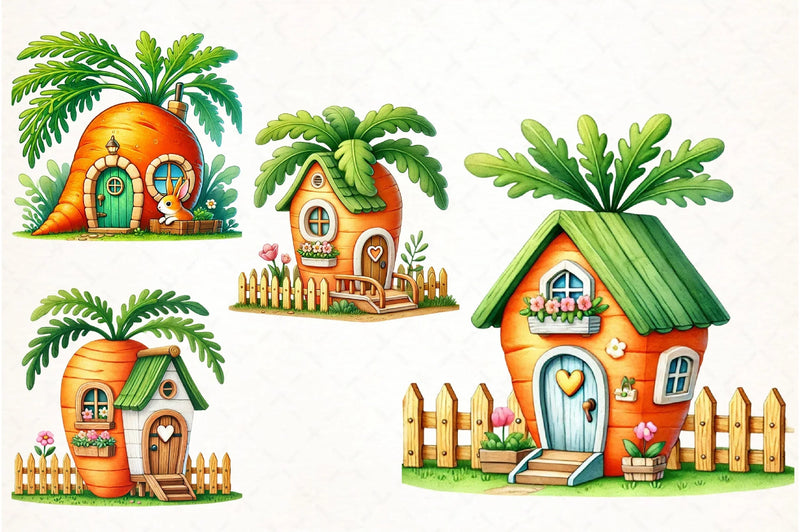 Easter Carrot House Clipart Bundle 1 - CraftNest - Digital Crafting and Art